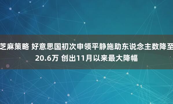 芝麻策略 好意思国初次申领平静施助东说念主数降至20.6万 创出11月以来最大降幅