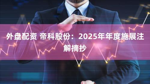 外盘配资 帝科股份：2025年年度施展注解摘抄