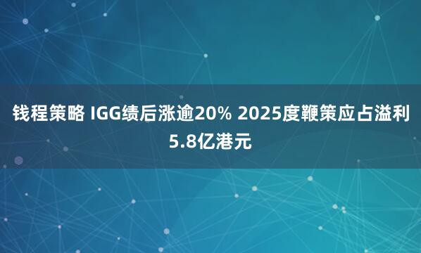 钱程策略 IGG绩后涨逾20% 2025度鞭策应占溢利5.8亿港元