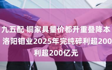 九五配 铜家具量价都升重叠降本增效 洛阳钼业2025年完纯碎利超200亿元