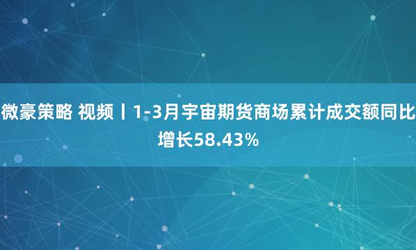微豪策略 视频丨1-3月宇宙期货商场累计成交额同比增长58.43%
